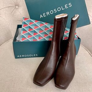 NWT AEROSOLES Cinnamon Mid Calf Boots Brown Size 6